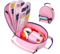 amiumuca Detachable Carrying Case Compatible with Yoto Mini(2024 Edition) & Headphone, Yoto Card Holder Hold Up to 50 Cards, Durable Storage Bag with Adjustable Shoulder Strap (pink)