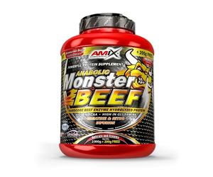 Amix - Monster Beef Protein - Dietary Supplement - Performance Enhancement - Whey Protein - Glutamine Powder - Nutrition - Beef Protein - Chocolate Flavor - 2 kg Tub