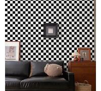 Amiya Black and White Checkered Flag Contact Paper Checkerboard Peel and Stick Wallpaper 17.7” X 120” Modern Wallpaper