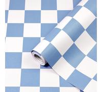 Amiya Checkered Wallpaper Peel and Stick Blue Checkerboard Contact Paper Modern Self Adhesive Vinyl Removable Wall Paper Mosaic for Shelf Liner,Classroom,Cabinets,Living Room 17.3”X120”