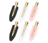 Amizo 6 Pcs Flat Creaseless Hair Clips for Makeup Application, No Crease Design with Gold Metal Handles, No Bend Styling Clips to Hold Bangs for Women and Girls During Daily Styling and Getting Ready