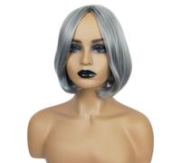AMIZOB 13.8Inch Women Gray Bob Short Straight Wig Cosplay Synthetic Wig