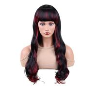 AMIZOB 28inch Colored High Temperature Fiber Synthetic Wig for Cosplay Anime-Inspired Long Straight Wig (Red)
