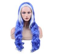 AMIZOB 28inch Colored High Temperature Fiber Synthetic Wig for Cosplay Anime-Inspired Long Straight Wig (Blue)