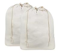 AMJ 2 Pack - Extra Heavy Duty Washable Laundry Bag with Drawstring, Cotton Laundry Bag for Sleeping Bag, Laundry Hamper Liner and Travel, Beige