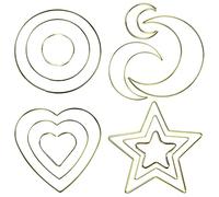 AMJKEJI 12 Pcs Dream Catcher Rings Metal Star Heart Moon Round Macrame Rings for DIY Crafts Dream Catcher Home Wall Hanging Wreath Decoration (Gold)