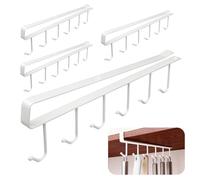 AMJKEJI 4 Pcs Mug Holder Under Cabinet Cup Rack Organizer Under Shelf Hanger No Drilling Cupboard Storage Hooks for Kitchen Restaurant Bar Tea Cup Coffee Mug Rack (White)