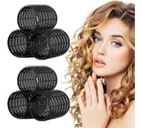 AMJKEJI 6 Pcs Hair Curler Rollers Large Velcro Rollers for Long Short Hair, Styling Self Grip Roller 60mm Hairdressing Tools for Women Home Travel Hair Salon (Black)