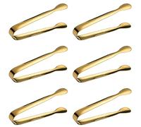 AMJKEJI 6 Pack Sugar Tongs Mini Serving Tongs Stainless Steel Ice Cube Tongs Ice Tongs Sweets Salad Kitchen Tongs for Coffee Tea Catering Party Wedding Buffet Barbecue (Gold)