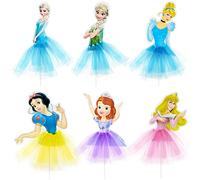 AMJKEJI 6 Pieces Princess Cake Toppers Cake Decoration Cake Cupcake Decorations Bakeware Baking Tools Accessories Cake Decorating Kits for Girls