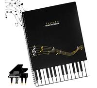AMJKEJI Music File Folder A4 60Pages Sheet Music Folder Spiral Sheet Music Binder Holder Storage Organizer for Musical Score Paper Paintings Photos (12.4 x 9.34 inch, Black)