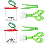 AMJKEJI Outdoor Exploration Kit, 6Pcs Bug Jar with 3/6x Magnifying Glass Tweezers Scissor Tongs Bug Catcher for Adults Insects Nature Experiment Exploration