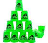 AMJKEJI Pack of 12 Quick Stack Cups Sports Stacking Cups Stacking Games Challenge Competition Stacking for Training Fast Responsiveness (Green)
