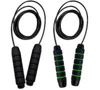 AMJKEJI Skipping Rope, 2 Pcs Jumping Ropes Adjustable Speed Jump Rope for Adults Kids Exercise Fat Burning Workout Home Gym Personal Training Rope(Black & Green)