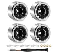 AMK 0.7" Beadlock Wheels 4PCS, CNC Aluminum Wheel Rims, 5mm Hex, 1mm Offset for Axial SCX30, Redcat Ascent-32, 1/30 1/32 Micro RC Crawler Upgrade Parts (Black)