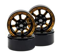AMK 1/10 RC 1.9 Beadlock Wheels, 8-Claw Spider Style Wheel Hub, Aluminum Alloy Wheels for Axial SCX10 AXI03007 90046, Traxxas TRX4, Tamiya CC01, RC4WD D90 1/10 RC Crawler Car (Yellow)
