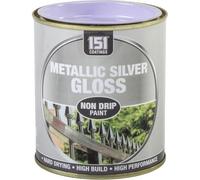 AMK® 151 Coatings Metallic Silver Paint 300ml Gloss Non Drip Hard Drying High Build Performance Interior Exterior Metal Wood Furniture Gates Railings DIY Craft Decorative Finish