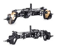 AMK 857G Capra 1.9 Portal Axles Kit, 4WS Front & Rear Axles with 3-Section Isokinetic CVD Shafts, 52° Max Steering for Axial Capra 1.9 4X4 and DIY SCX10 SCX10 II 1/10 RC Crawler Upgrades (Black)