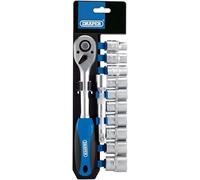 AMK® Draper 1/2" Sq Drive Metric Socket 2 Way Ratchet Set 12 Piece Sizes 10-24mm Includes Extension Bar