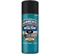 AMK® Hammerite Direct to Rust Smooth Satin Black Finish Aerosol Metal Paint 400ml Can Spray Care Restore Quick Drying, 662926