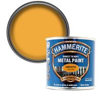 AMK® Hammerite Metal Paint Smooth Yellow 250ml Direct To Rust Quick Drying No Primer Or Undercoat Needed Single Coat