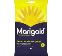 AMK® Marigold Extra Life Kitchen Rubber Gloves Large 1 Pair Comfy Cotton Lined