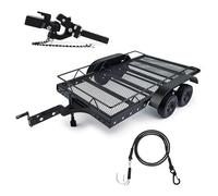 AMK Metal 1/10 Scale RC Trailer for Hauling Behind Cars with Truck Hitch and Receiver Towing Strap Builer Kit for Axial SCX10 90046 TRX4 TRX6 Gen7 Gen8 Gift