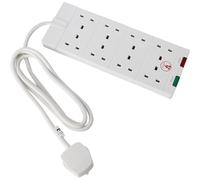 AMK® Surge Protected Extension Lead 8 Gang Socket 2m Cable 13 Amp With Surge Power Spike Protection & Power Indicators