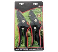 AMK® WilkinsonSword Bypass and Anvil Pruners Set Twin Pack Garden Secateurs with Sharp Carbon Steel Blades Heavy Duty Clippers Shears for Pruning Gardening Tools