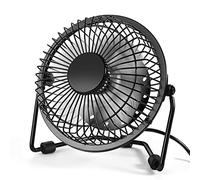 AMKEN Small Desk Fan, 4 Inch USB Fan Powered by USB, 360° Rotation - Small Fans for Bedroom, Office, Table - Ultra-quiet Personal Cooling Fan with Metal Construction