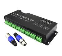 AMKI LED DMX 24CH Digital Display Decoder Dimming Driver LED DMX512 Decoder for RGBW Strip Light DC5-24V 3A/CH (24 Channel with Display)