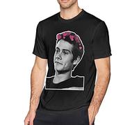 Amkong Dylan O'brien 10 Personality Men's Short Sleeve T-Shirt Cotton Shirt for Sport Black