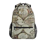Amkong Old Map Of World Hemispheres Stylish Large Backpack Daypacks Durable Laptop Travel School Bag Bookbags with Multiple Pockets