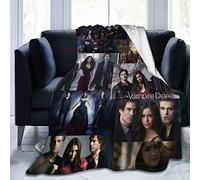 Amkong Poster Collage Throw Blanket Salvatore Damon Vampire TV Show Merch Elena Fans Gifts Flannel Fuzzy Blanket for Bedroom Sofa Couch Home Decorations 60"x50"