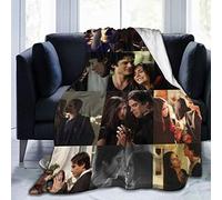 Amkong Salvatore Damon Elena Love Collage Blanket Merch TV Show Fans Gifts Vampire Katherine Ornaments Decorative Throw Fleece Blanket for Bedding Couch Sofa 80"x60"
