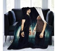 Amkong Team Damon Guys Salvatore Brothers Micro Fleece Blanket Vampire Ornaments Tv Show Merch Fans Gifts Soft Lightweight Plush Throw Blanket for Bed Couch Living Room 80"x60"