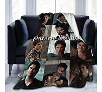 Amkong TV Show Blankets Team Damon Salvatore Collage Throw Blanket Merch Ian Somer-halder Fans Gifts Soft Fuzzy Fleece Blanket for Bed Sofa Home Decor 50"x40"