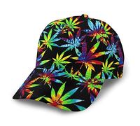 Amkong Unisex Baseball Caps Tie Dye Cannabis Weed Leaves Breathable Trucker Cap Adjustable Sport Caps Men Women with Ponytail Hole Sun Hat