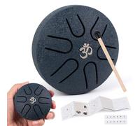 Amkoskr Rain Drum for Outside, 3 Inches 6 Notes Steel Tongue Drum C Major Steel Drum Instrument for Yoga, Meditation, Music Education, Gift