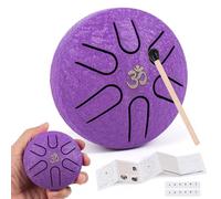 Amkoskr Rain Drum for Outside, 3 Inches 6 Notes Steel Tongue Drum C Major Steel Drum Instrument for Yoga, Meditation, Music Education, Gift