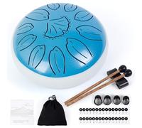 Amkoskr Rain Drum for Outside, 6 Inches 11 Notes Steel Tongue Drum C Major Steel Drum Instrument for Yoga, Meditation, Music Education, Gift