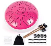 Amkoskr Rain Drum for Outside, 6 Inches 11 Notes Steel Tongue Drum C Major Steel Drum Instrument for Yoga, Meditation, Music Education, Gift