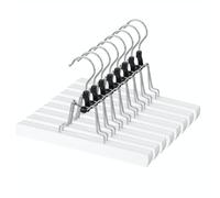 AMKUFO 12 Pack White Wooden Pants Hangers with Clips Non Slip Skirt Hangers Trouser Clamp Hanger Solid Wood Hanger with 360° Swivel Hook