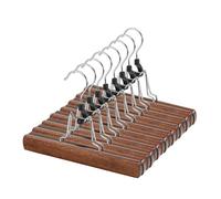 AMKUFO 20 Pack Wooden Pants Hangers with Clips Non Slip Skirt Hangers Trouser Clamp Hanger Solid Wood Hanger with 360° Swivel Hook Walnut