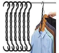 AMKUFO 6 Pack Black Space Saving Hangers, Magic Hangers, Closet Organizers, Space Saver Hanger Organizer, Dorm Room Essentials