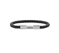 Aston Martin TKS Black Braided Leather Stainless Steel Clasp Bracelet 20cm
