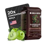 Amla Green Organic Ground Superfood Coffee, Medium Roasted Gourmet Coffee with Antioxidant Indian Gooseberry, 100% Arabica Specialty Coffee, 16 oz