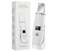 AMLGG Skin Scrubber, Blackhead Remover Tool with Rechargeable Base, LCD Display, Ultrasonic Skin Scraper Pore Cleanser Skin Care Tools for Facial Deep Cleansing - 4 Modes, White, 1 Count, 0.16 Kg