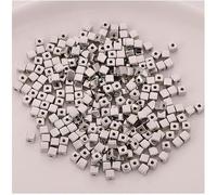 Amlhy 1000pcs Spacer Beads Vintage Square Beads Mini Beading Accessories for Jewelry Making DIY Craft Project Rose 4x4mm - Silver
