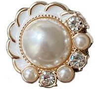 Amlhy 10pcs Pearl Rhinestone Flower Button Metal Buttons Hand-Stitched Button for Sewing Crafts Knitting Sweater Coats Uniform Dress DIY Decorative 20mm - A